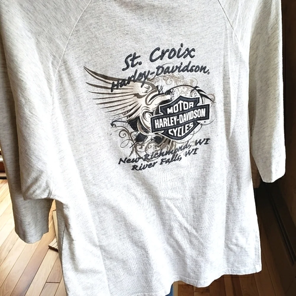 Harley Davidson Shirt Authentic  100% Cotton Elbow L - XL Heather Cream New - Picture 4 of 10